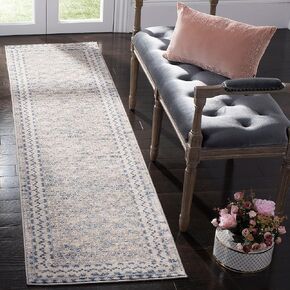 SAFAVIEH Brentwood Collection 2' x 6' Light Grey/Blue BNT899G Traditional Oriental Distressed Non-Shedding Living Room Entryway Foyer Hallway Bedroom Runner Rug