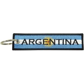 Argentina Flag Key Chain, 100% Embroidered