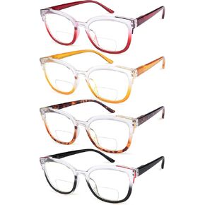 Eyekepper 4-pack Bifocal Reading Glasses Women Bi-focal Readers Two Tone 1.0