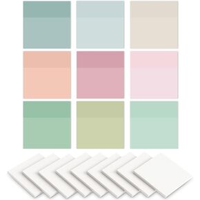EOOUT 18 Pack Pastel Transparent Sticky Notes with Pearlescent, 10 Bright Colors of Clear Self-Stick Notes, 3x3 Inch Waterproof Translucent Memo Notepads, Easy to Post at Home, Office