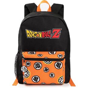 Dragon Ball Z Boys Backpack | Black & Orange Rucksack with Adjustable Straps | Goku Character Practical & Organised Luggage Sports School Bag For Kids | Anime TV Series Merchandise Gift