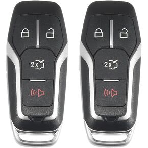 X AUTOHAUX 2pcs 315MHz M3N-A2C31243800 Replacement Smart Proximity Keyless Entry Remote Key Fob for Ford for Mustang Edge 2015-2017 for Ford Explorer 16-17 4 Buttons with Door Key 49 Chip