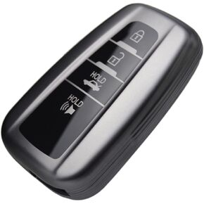 Sleek Metallic Silver Black(Titanium Color) Key Fob Cover for Toyota Camry Corolla C-HR Highlander Prius RAV4