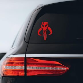 Mandalorian Inspired Skull Fett Sticker Decal Notebook Car Laptop 4" x 6" (Red)