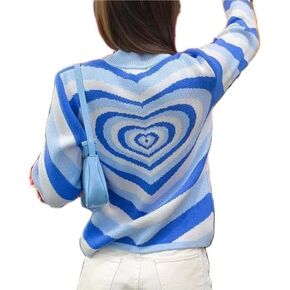 Owl's-Yard Preppy Sweatshirts for Teen Girls Tie Dye Long Sleeve Crewneck Heart Print Pullover Tops
