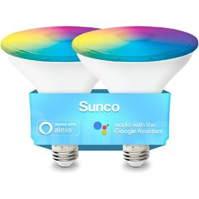 Sunco PAR38 Alexa Compatible Smart LED Bulbs, WiFi Color Changing Outdoor Flood Light, 13W, RGB Tunable White CCT, Dimmable, with Amazon Alexa & Google Assistant, No Hub Required 2 Pack