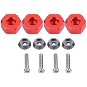 RC Car Hex Hub Adapter, 4 Pcs Aluminium Alloy 6mm to 12mm Wheel Hex Hub Adapter for WPL 1634 RC Truck RC Spare Part Accessory (Red)