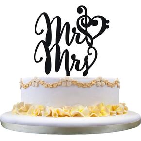 Mr and Mrs Wedding Cake Topper with Music Note Heart