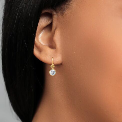 Gem Stone King 14K Yellow Gold White Moissanite Drop Dangle French Wire Earrings For Women (1.60 Cttw, Round 6MM) in Saudi Arabia