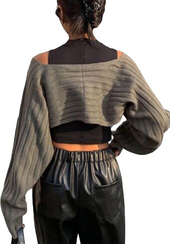 Verdusa Women's Drop Shoulder Ribbed Knit Crop Sweater Top Long Sleeve Pullovers in Saudi Arabia