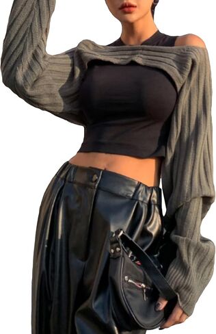Verdusa Women's Drop Shoulder Ribbed Knit Crop Sweater Top Long Sleeve Pullovers in Saudi Arabia