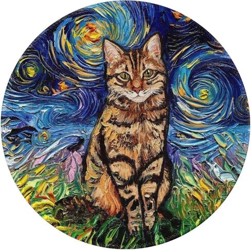 Black Cat Round Mouse Pad Gaming Mouse Desk Pad Mat Mousepads with Non-Slip Rubber Base Small Mousepad Office Home Personalized Mouse Pad Washable 7.9×7.9×0.12 inches in Saudi Arabia