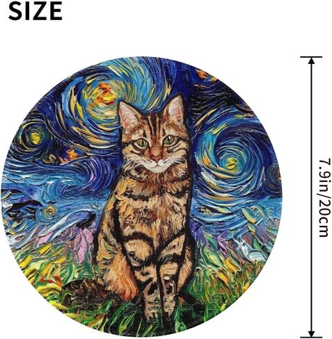 Black Cat Round Mouse Pad Gaming Mouse Desk Pad Mat Mousepads with Non-Slip Rubber Base Small Mousepad Office Home Personalized Mouse Pad Washable 7.9×7.9×0.12 inches in Saudi Arabia