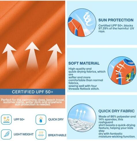 BesserBay Boys Sun Protective Long Sleeve Thumb Holes Rash Guard Shirt in Kuwait