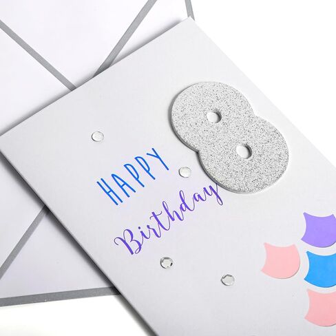 هدية GIGGLES بطاقة عيد الميلاد الثامن للفتاة | بطاقة حورية البحر للبنات - عيد ميلاد عمرها ثمان سنوات | حفيدة، ابنة أخت، ابنة، صديق | يأتي مع مغلف وختم متطابقين in Kuwait