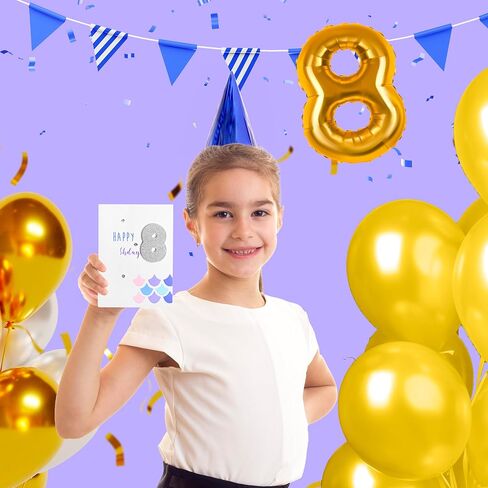 هدية GIGGLES بطاقة عيد الميلاد الثامن للفتاة | بطاقة حورية البحر للبنات - عيد ميلاد عمرها ثمان سنوات | حفيدة، ابنة أخت، ابنة، صديق | يأتي مع مغلف وختم متطابقين in Kuwait