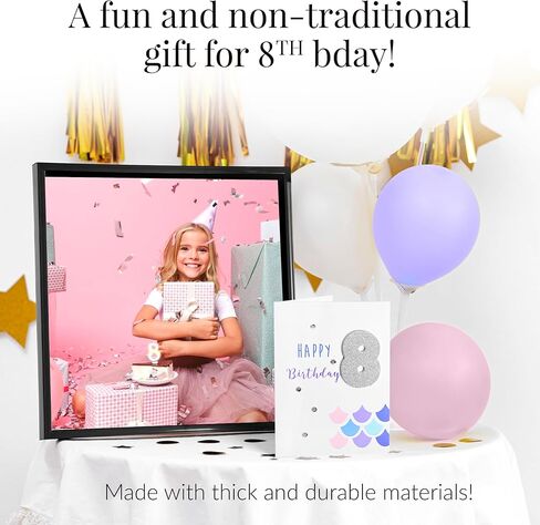 هدية GIGGLES بطاقة عيد الميلاد الثامن للفتاة | بطاقة حورية البحر للبنات - عيد ميلاد عمرها ثمان سنوات | حفيدة، ابنة أخت، ابنة، صديق | يأتي مع مغلف وختم متطابقين in Kuwait