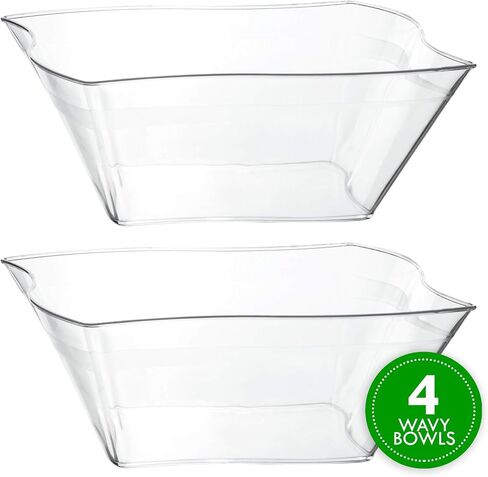 PLASTICPRO Disposable Elegant Wave Design Square Plastic Serving Bowls Heavy Duty for Party's Snack or Salad Bowl (4, Medium) in Saudi Arabia