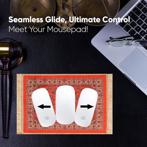 Velvet Rug Mouse Pad | Bohemian Style Design Woven Rug Mousepad Carpet Mouse Pads for Office Decor | Desk Mouse Mat 8.6" x 11.8" Small Mouse Protector (Blue V) in Saudi Arabia