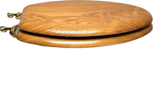 5Q1E4-17CH Natural Wood Toilet Seat with Decorative Finish Wood and Metal Single Post Hinge, Elongated, Light Oak with Chrome in Saudi Arabia