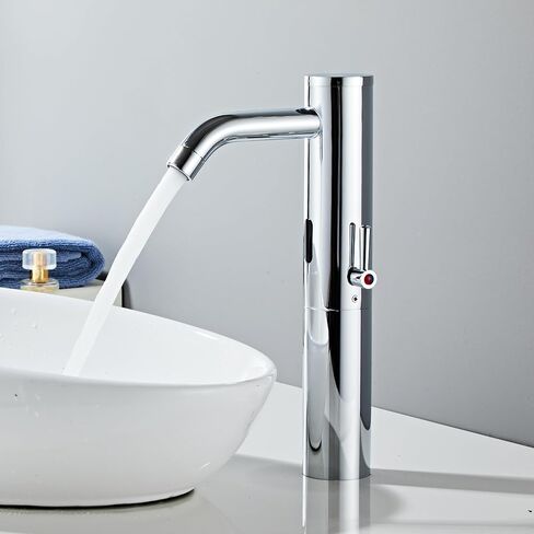 Bathroom Vanity Touchless Faucet with Temperature Control Rod Handle,Automatic Motion Sensor Basin Mixer Battery Power in Saudi Arabia