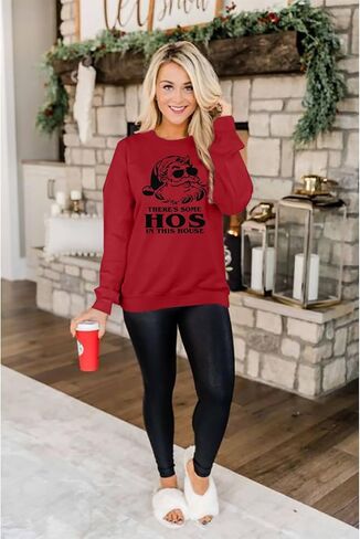 BANGELY Womens Christmas HoHo Sweatshirt Ugly Santa Hohos Long Sleeve Shirts Funny Santa Graphic Tee Casual Pullover Top in Saudi Arabia