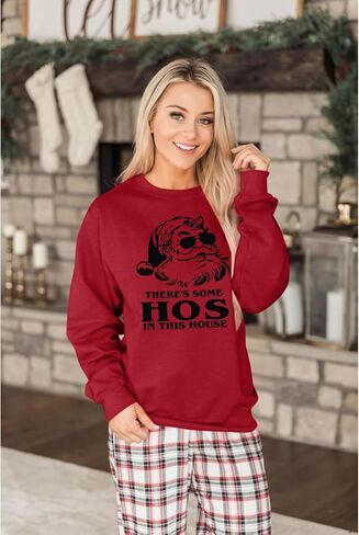 BANGELY Womens Christmas HoHo Sweatshirt Ugly Santa Hohos Long Sleeve Shirts Funny Santa Graphic Tee Casual Pullover Top in Saudi Arabia