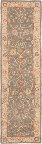 SAFAVIEH Antiquity Collection 2'3" x 8' Blue/Ivory AT314A Handmade Traditional Oriental Premium Wool Runner Rug in Saudi Arabia