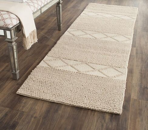 SAFAVIEH Natura Collection Runner Rug - 2'3" x 6', Beige, Handmade Wool, Ideal for High Traffic Areas in Living Room, Bedroom (NAT217A) in Saudi Arabia