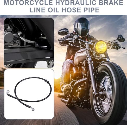 X AUTOHAUX 100 سم AN3 M10 خط الفرامل الهيدروليكية للسيارة وصلة أنابيب خرطوم الزيت 28 درجة 90 درجة من الفولاذ المقاوم للصدأ لسيارة دراجة نارية ودراجة سباق ترابية سوداء in Saudi Arabia
