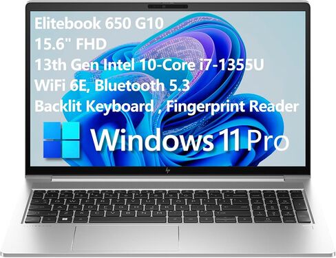 HP Elitebook 650 G10 Business Laptop Computer, 15.6" FHD, 13th Gen Intel 10-Core i7-1355U CPU, 64GB DDR4 RAM, 4TB PCIe SSD, WiFi 6E, BT 5.3, Backlit KB, Fingerprint Reader, Windows 11 Pro in Saudi Arabia