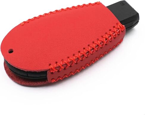 Leather Smart 4 Buttons Key Fob Case Cover Chain for Chrysler 300 Dodge Durango Challenger Journey Charger Grand Caravan (Red) in Saudi Arabia