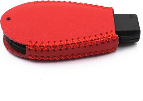Leather Smart 4 Buttons Key Fob Case Cover Chain for Chrysler 300 Dodge Durango Challenger Journey Charger Grand Caravan (Red) in Saudi Arabia