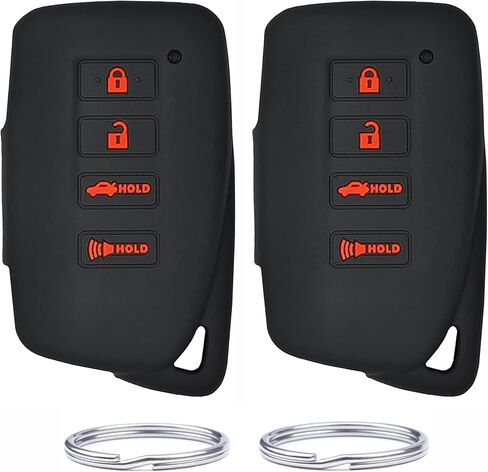 2 قطعة 4 أزرار سيليكون المطاط مفتاح فوب غطاء متوافق مع 2013-2023 لكزس EX300h GS350 GS450h IS200t IS300 IS350 LX570 NX200t NX300h RC350 RX350 RX450h HYQ14FBA (2ps أسود مع أحمر) in Kuwait