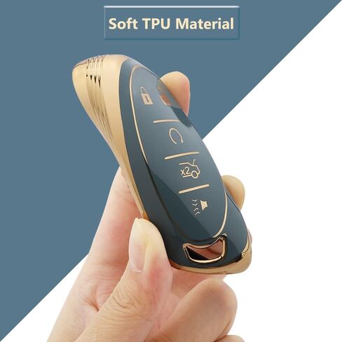 LECART TPU Key Fob Cover for Chevy Accessories Equinox Malibu Blazer Traverse Camaro Trailblazer Volt 5 Buttons Smart Key Case with Bling Keychain Blue Car Key Shell Protector in Saudi Arabia