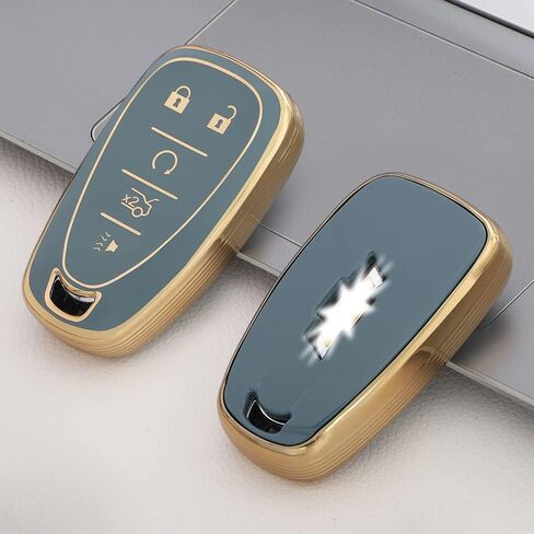 LECART TPU Key Fob Cover for Chevy Accessories Equinox Malibu Blazer Traverse Camaro Trailblazer Volt 5 Buttons Smart Key Case with Bling Keychain Blue Car Key Shell Protector in Saudi Arabia