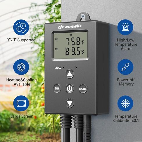 DEWENWILS Digital Temperature Controller, Thermostat Controlled Outlet with Heating & Cooling Mode for Chest Freezer, Home Brewing, Green House, Incubation, Reptiles, -22-221°F, 120V/10A/1200W in Saudi Arabia