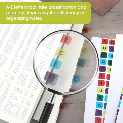 390PCS A-Z Alphabet Tabs, Sticky Index Tabs Self-Adhesive Letter Tabs Permanent Alphabetical Stickers for Notebooks Dictionary Textbook Files Classify(Multicolor) in Saudi Arabia