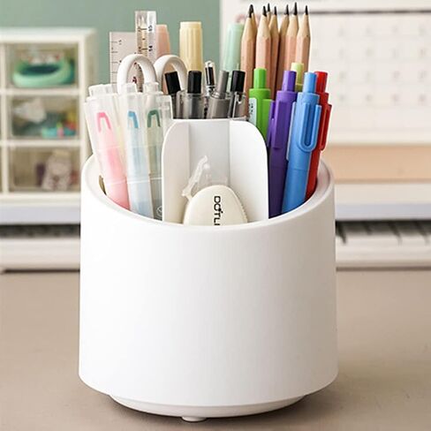 حامل أقلام دوار من kaileyouxiangongsi، منظم مكتب، صينية تخزين قلم رصاص دوارة للمدرسة، المنزل، اللوازم المكتبية، 7 مقصورات، أبيض، هدية للمعلمين وزملاء الدراسة والأصدقاء in Kuwait