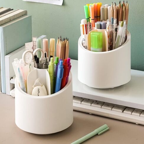 حامل أقلام دوار من kaileyouxiangongsi، منظم مكتب، صينية تخزين قلم رصاص دوارة للمدرسة، المنزل، اللوازم المكتبية، 7 مقصورات، أبيض، هدية للمعلمين وزملاء الدراسة والأصدقاء in Kuwait
