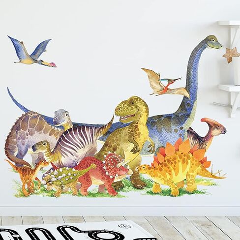 Runtoo Dinosaur Wall Decals for Boys Room Jurassic World Wall Art Stickers Kids Baby Nursery Wall Decor in Saudi Arabia