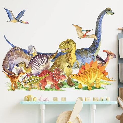 Runtoo Dinosaur Wall Decals for Boys Room Jurassic World Wall Art Stickers Kids Baby Nursery Wall Decor in Saudi Arabia