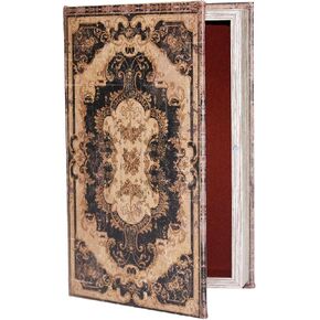 Vintage Book Box Decorative Storage Box for Home decor, Faux Wood with Magnetic Lock Storage for Hidden Jewelry,Photos, Greeting Cards,Remotes，Vintage Style M Size Box -5-05