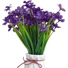 Artificial Violet Flowers, 6 Bundles Fake Flowers Plant Artificial Violet Flowers Uv Resistant Faux Bouquet Decor for Home, Garden and Wedding(Purple)