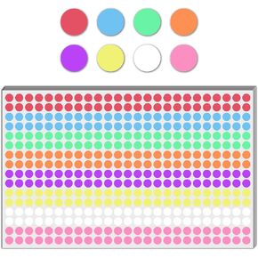 6000 Pieces, 1/4 inch - Small Colored Dot Stickers, Round Circle Labels - 8 Colors