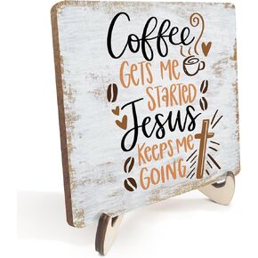 Inspirational Sign Rustic Desk Decor Decorative Christian Gifts Religious Bible Verse Positive Decoration for Women Grandma Mom Home Office Bedroom Table Shelf Tiered Tray Plaque with Wood Stand