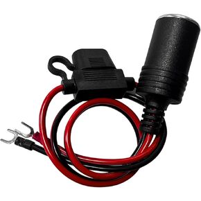Car Female Cigarette Lighter Socket, 1.6FT 16AWG Heavy Duty Cigarette Lighter Plug Extension Cable with Y Type Terminal, 12V/24V Car Charger Power Adapter with 10A Fuse