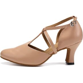 TINRYMX Women Ballroom Dance Shoes Closed Toe T-Strap Character Modern Latin Salsa Tango Waltz Performance Dancing Shoes,Model-YCL272