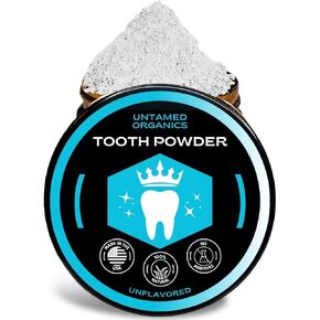 All Natural Tooth Powder, Teeth Whitening Toothpaste Powder Remineralizing Tooth & Gum Cleaning Powder Fluoride Free 2 Oz Glass Jar 400+ Brushings (Unflavored)