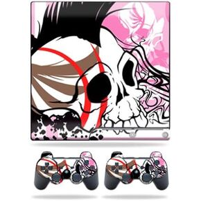 MightySkins Skin Compatible with Sony Playstation 3 PS3 Slim Skins + 2 Controller Skins Sticker Skull Hawk